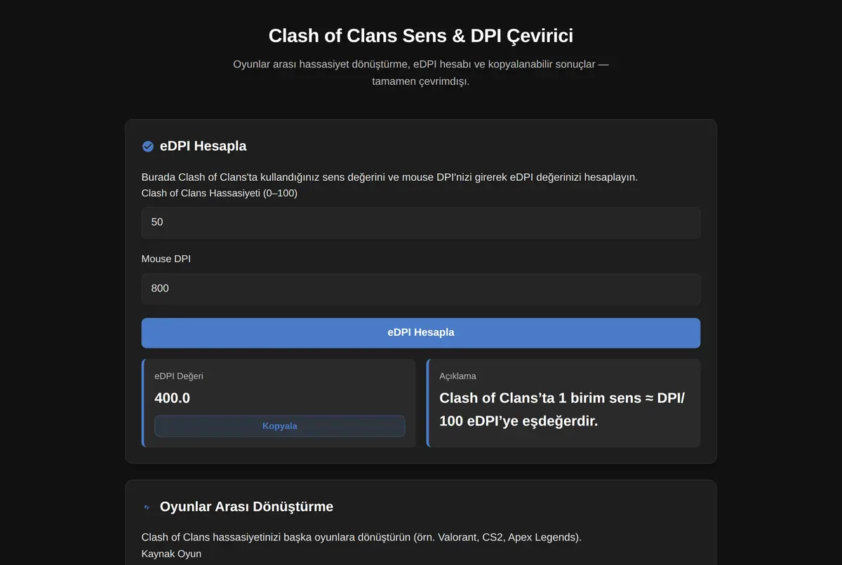 Clash of Clans Sens & DPI Çevirici ekran görüntüsü 2