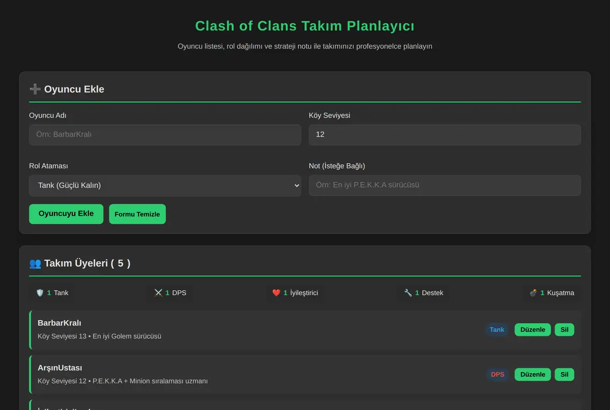 Clash of Clans Takım Planlayıcı ekran görüntüsü 2