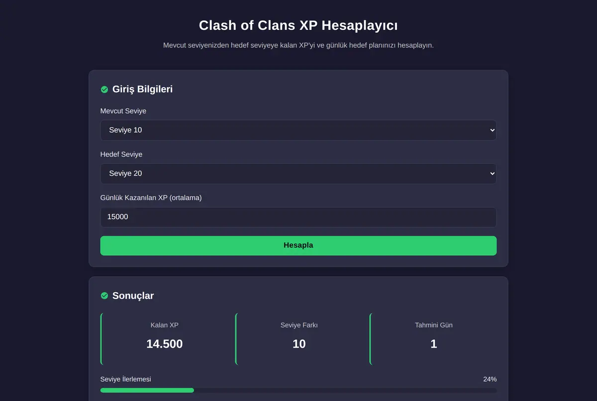 Clash of Clans XP Hesaplayıcı ekran görüntüsü 2