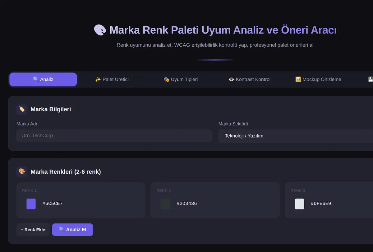 Marka Renk Paleti Uyum Analiz ve Öneri Aracı ekran görüntüsü