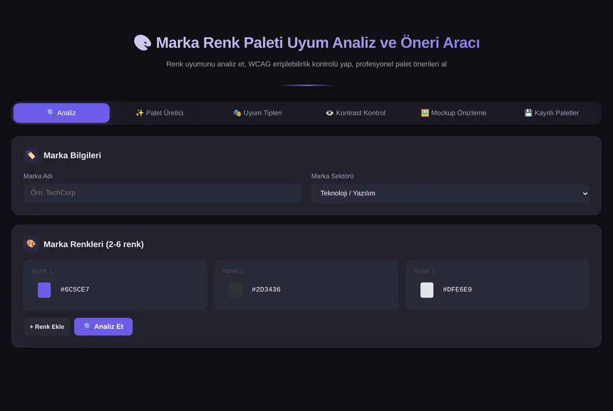 Marka Renk Paleti Uyum Analiz ve Öneri Aracı ekran görüntüsü 3