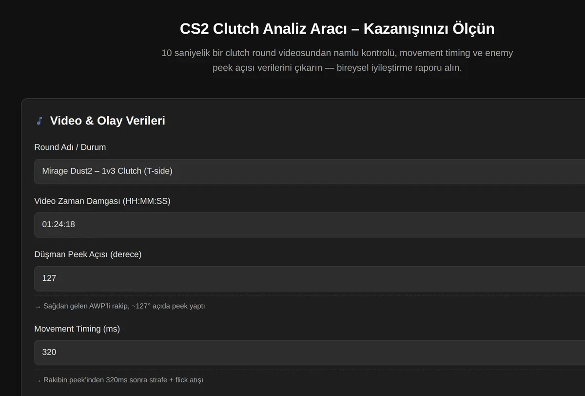 CS2 Clutch Analiz Aracı - Kazanışınızı Ölçün ekran görüntüsü