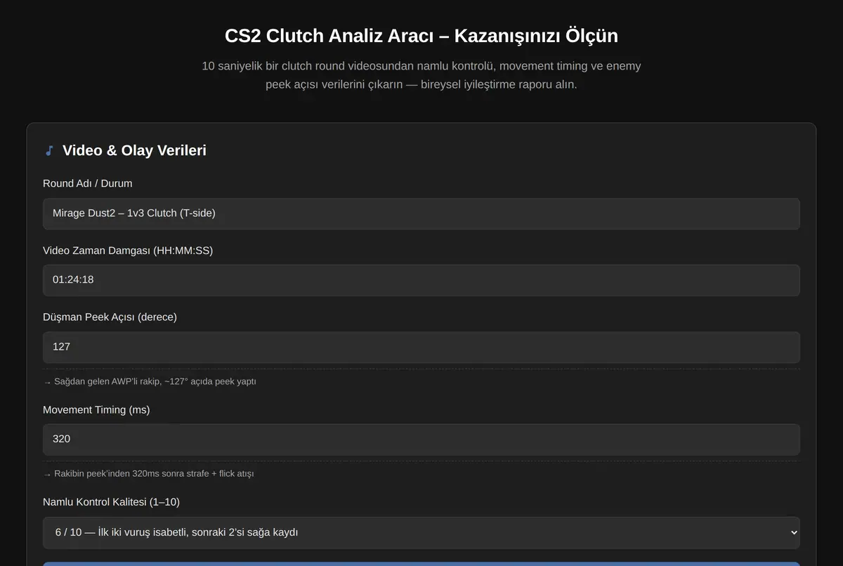 CS2 Clutch Analiz Aracı - Kazanışınızı Ölçün ekran görüntüsü 2