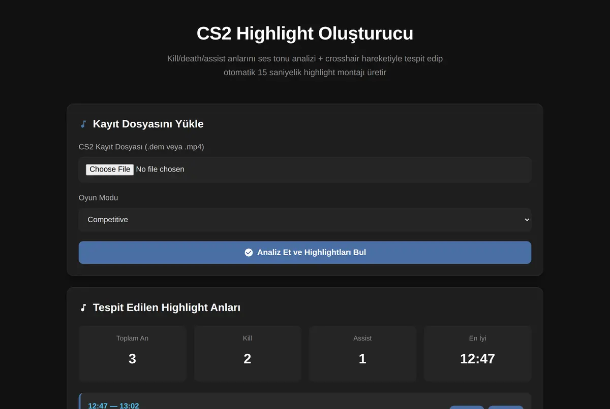 CS2 Highlight Oluşturucu ekran görüntüsü 2