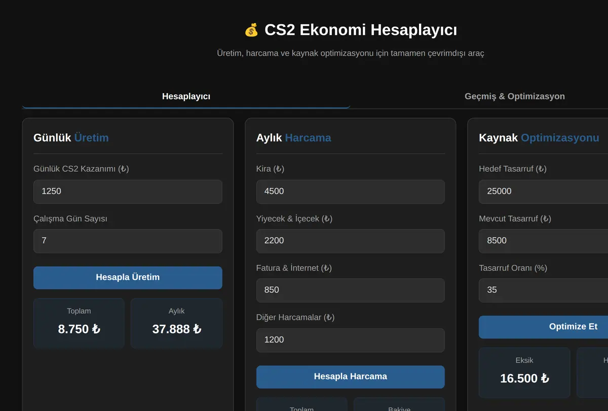 CS2 Ekonomi Hesaplayıcı ekran görüntüsü