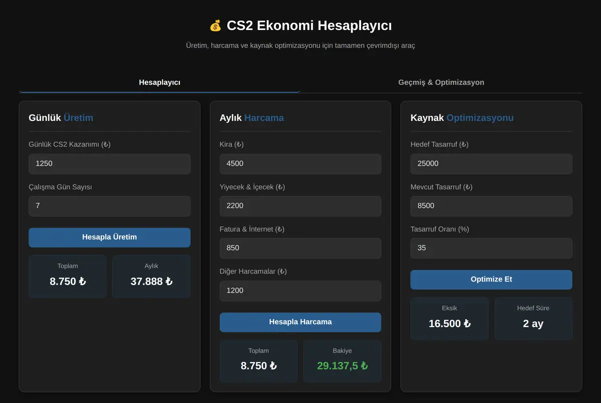 CS2 Ekonomi Hesaplayıcı ekran görüntüsü 2