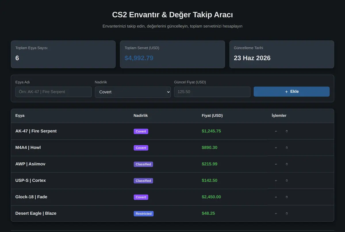 CS2 Envantır & Değer Takip Aracı ekran görüntüsü 2