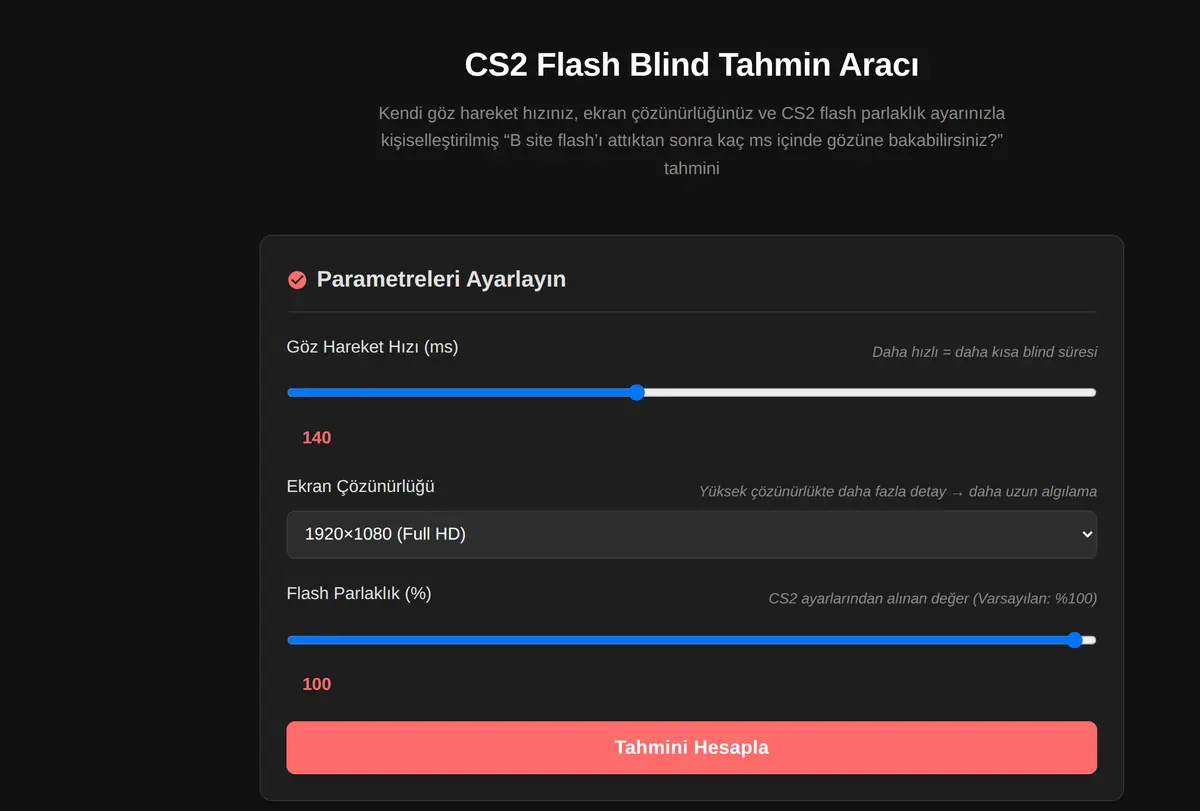 CS2 Flash Blind Tahmin Aracı ekran görüntüsü