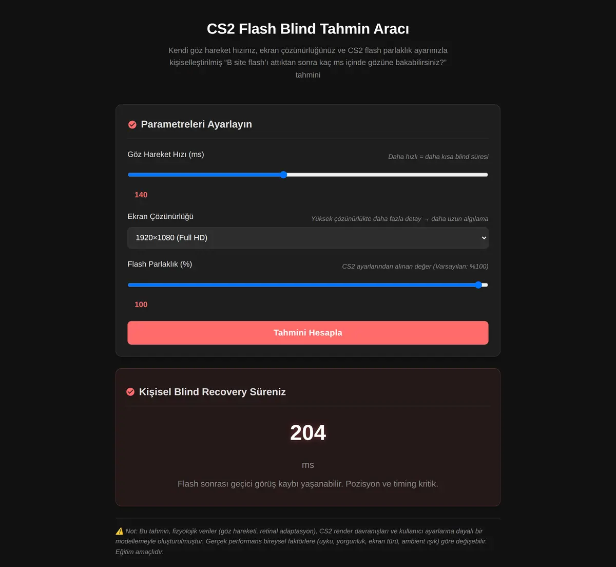 CS2 Flash Blind Tahmin Aracı ekran görüntüsü 3