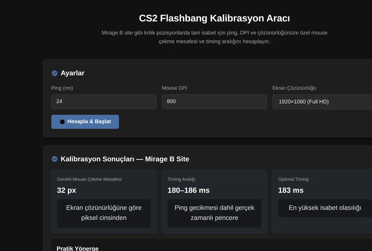 CS2 Flashbang Kalibrasyon Aracı ekran görüntüsü