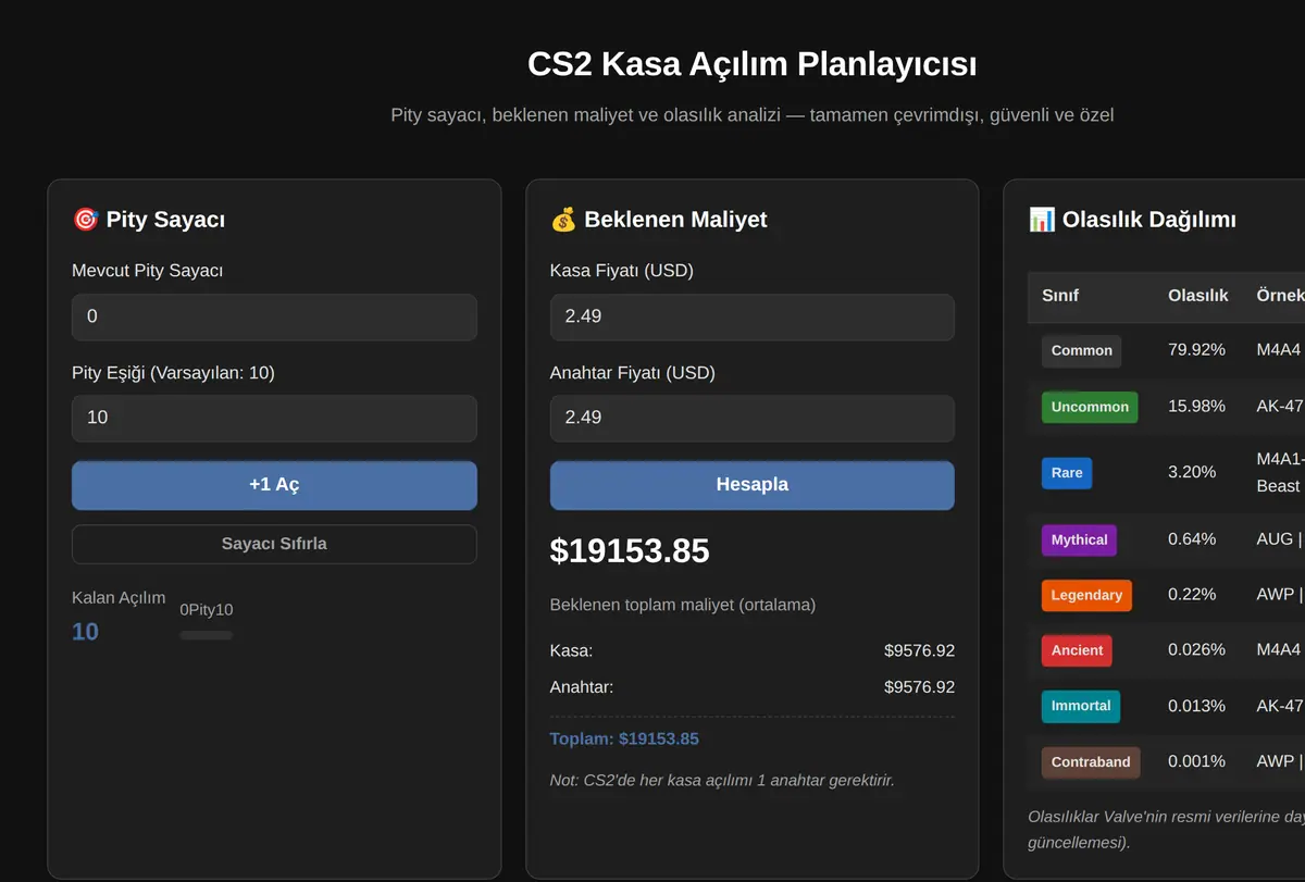 CS2 Kasa Açılım Planlayıcısı ekran görüntüsü