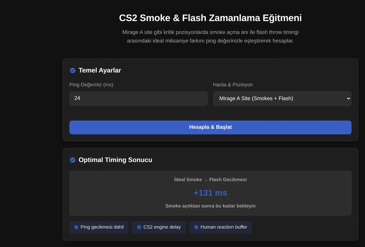CS2 Smoke & Flash Zamanlama Eğitmeni ekran görüntüsü