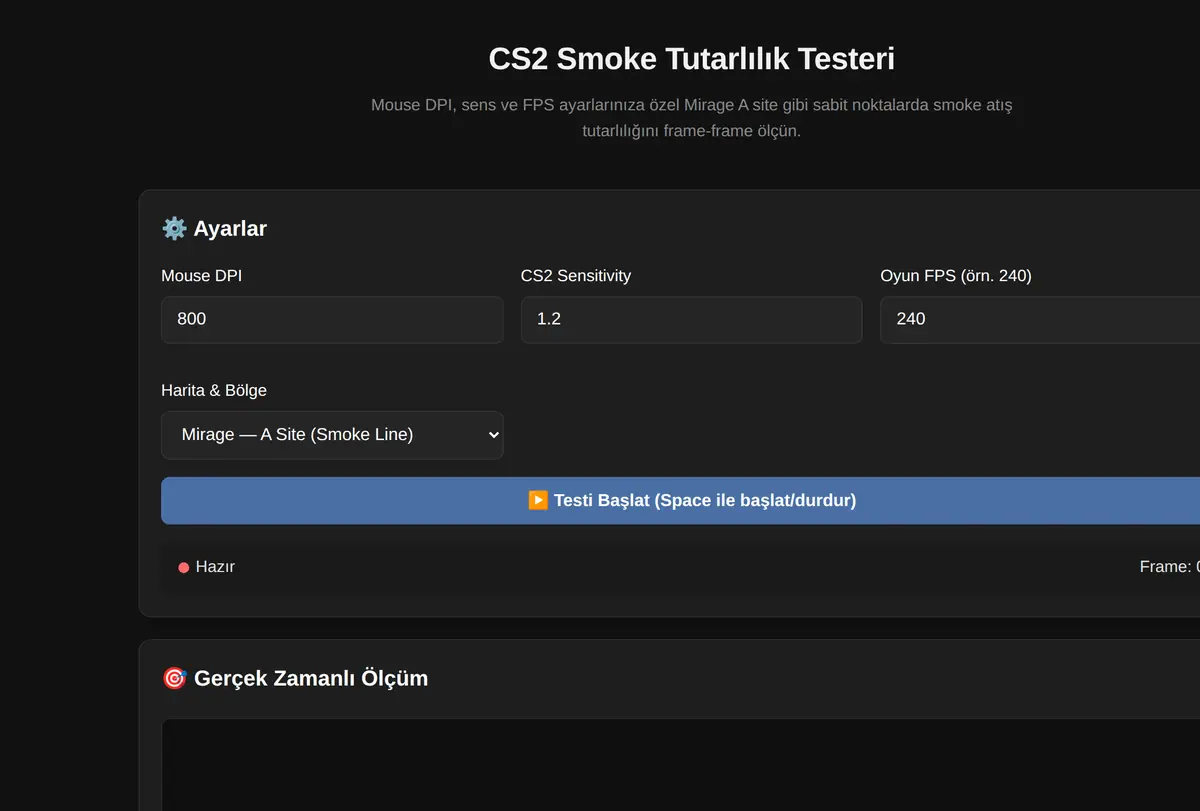CS2 Smoke Tutarlılık Testeri ekran görüntüsü