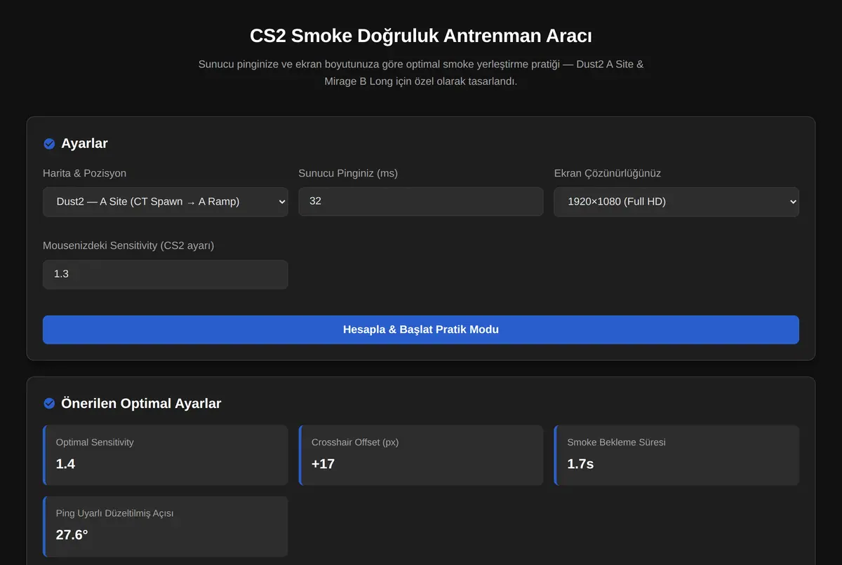 CS2 Smoke Doğruluk Antrenman Aracı ekran görüntüsü 2
