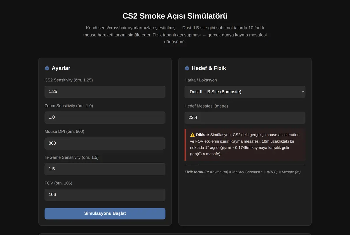 CS2 Smoke Açısı Simülatörü ekran görüntüsü 2