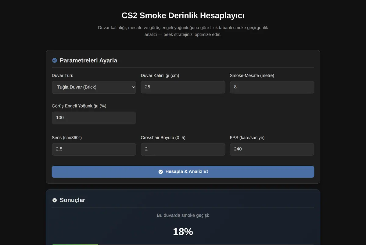 CS2 Smoke Derinlik Hesaplayıcı ekran görüntüsü 2