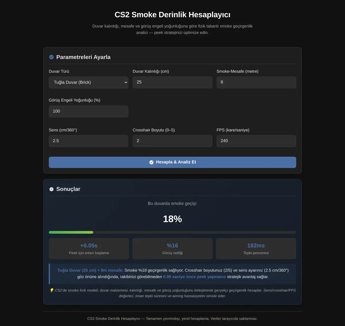 CS2 Smoke Derinlik Hesaplayıcı ekran görüntüsü 3