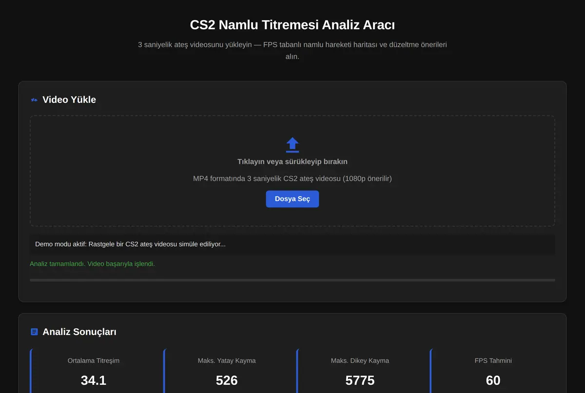 CS2 Namlu Titremesi Analiz Aracı ekran görüntüsü 2