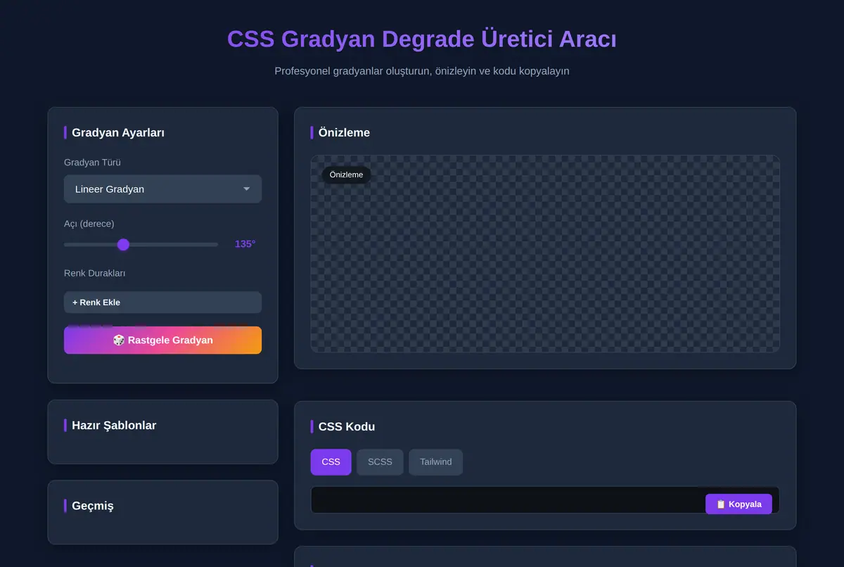 CSS Gradyan Degrade Üretici Aracı ekran görüntüsü 2