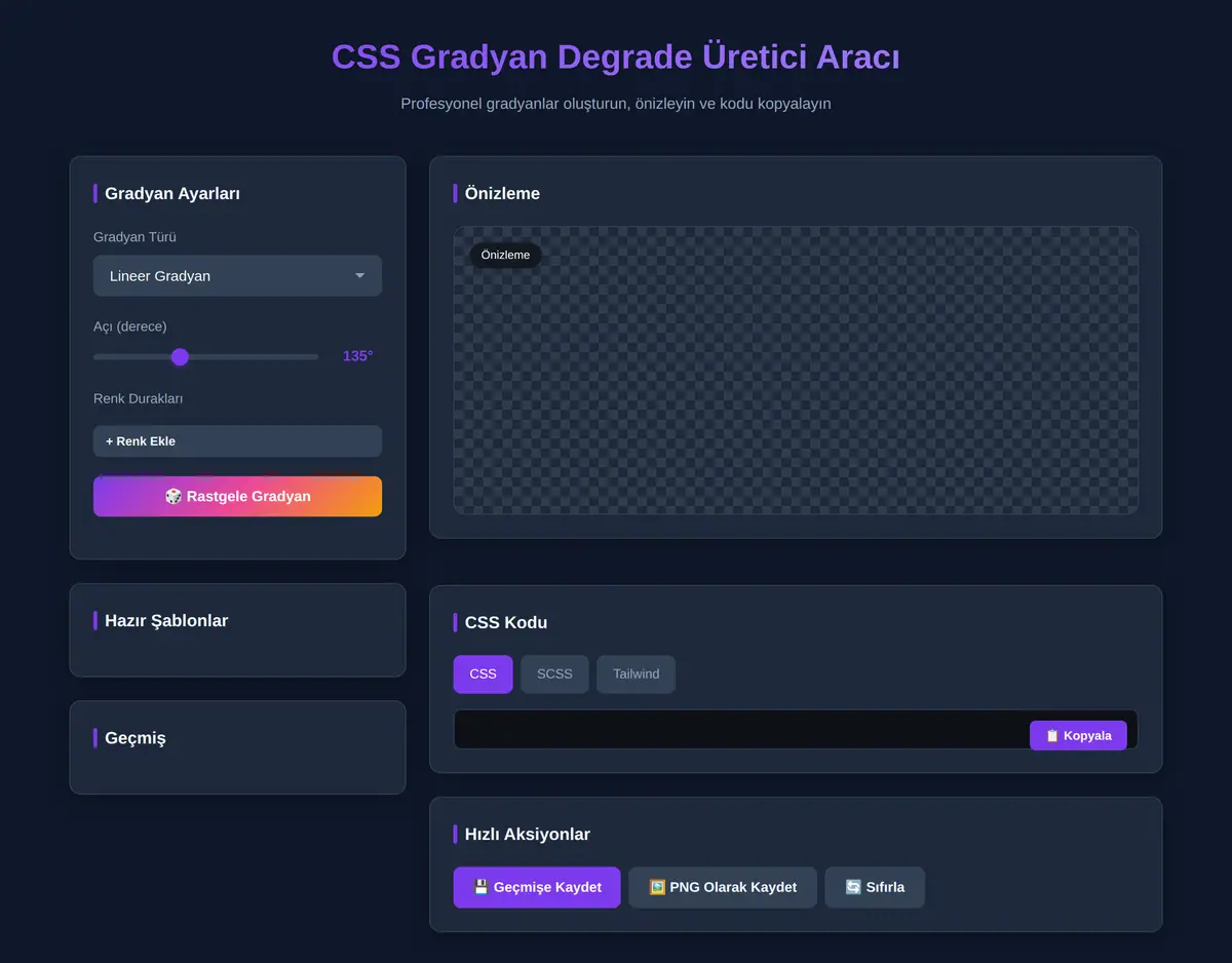 CSS Gradyan Degrade Üretici Aracı ekran görüntüsü 3