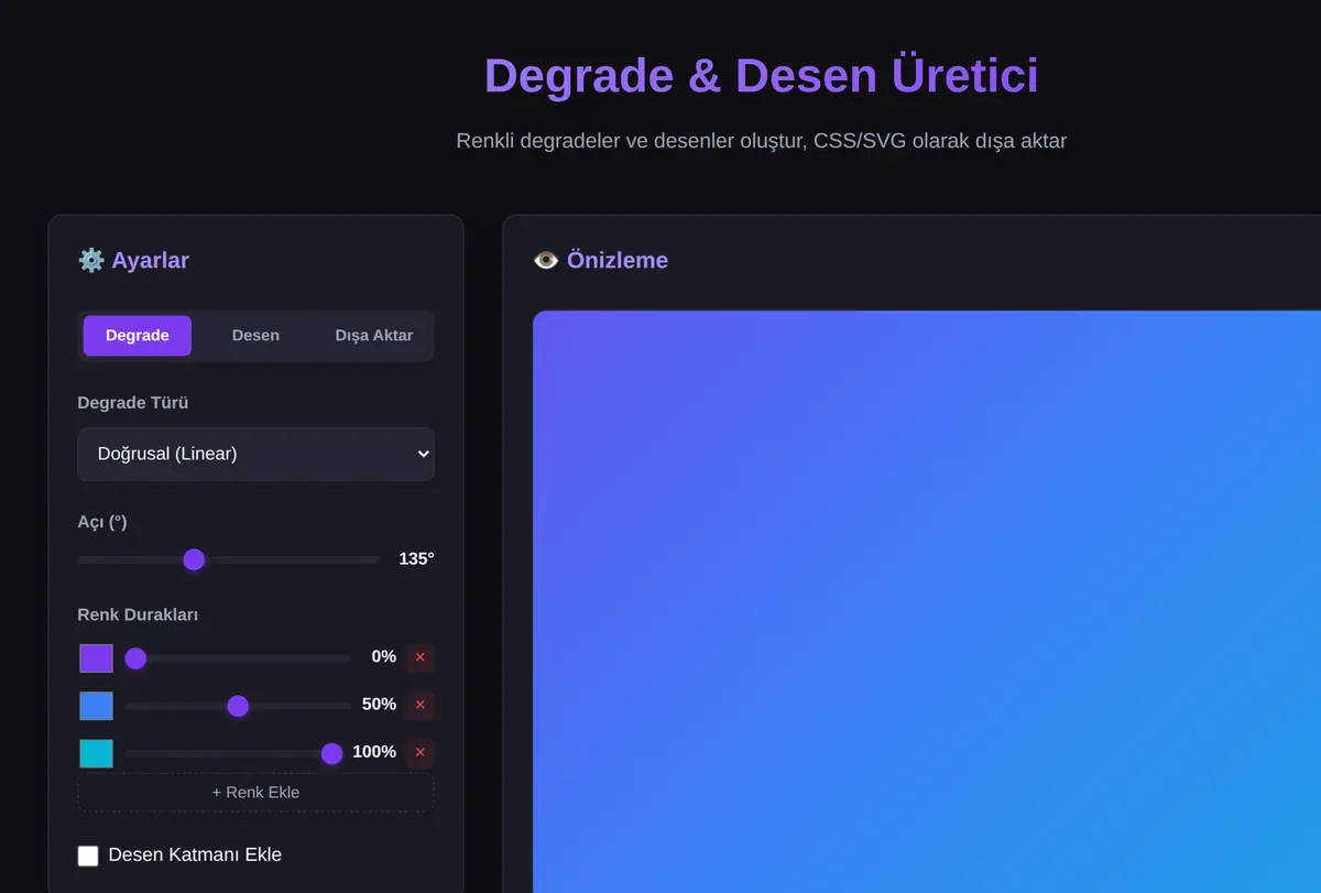 Degrade & Desen Üretici Aracı ekran görüntüsü