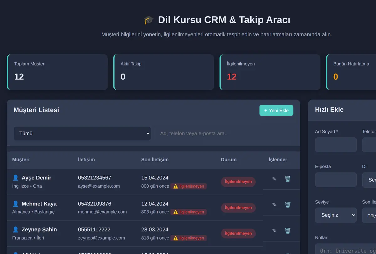 Kırtasiye CRM & Takip Aracı ekran görüntüsü