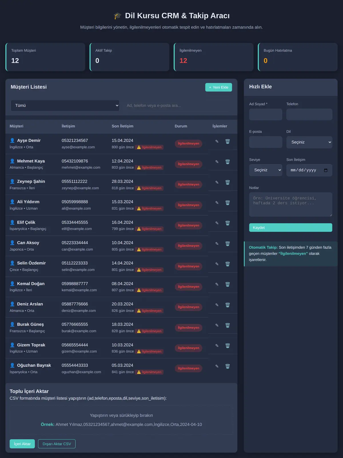Kırtasiye CRM & Takip Aracı ekran görüntüsü 3