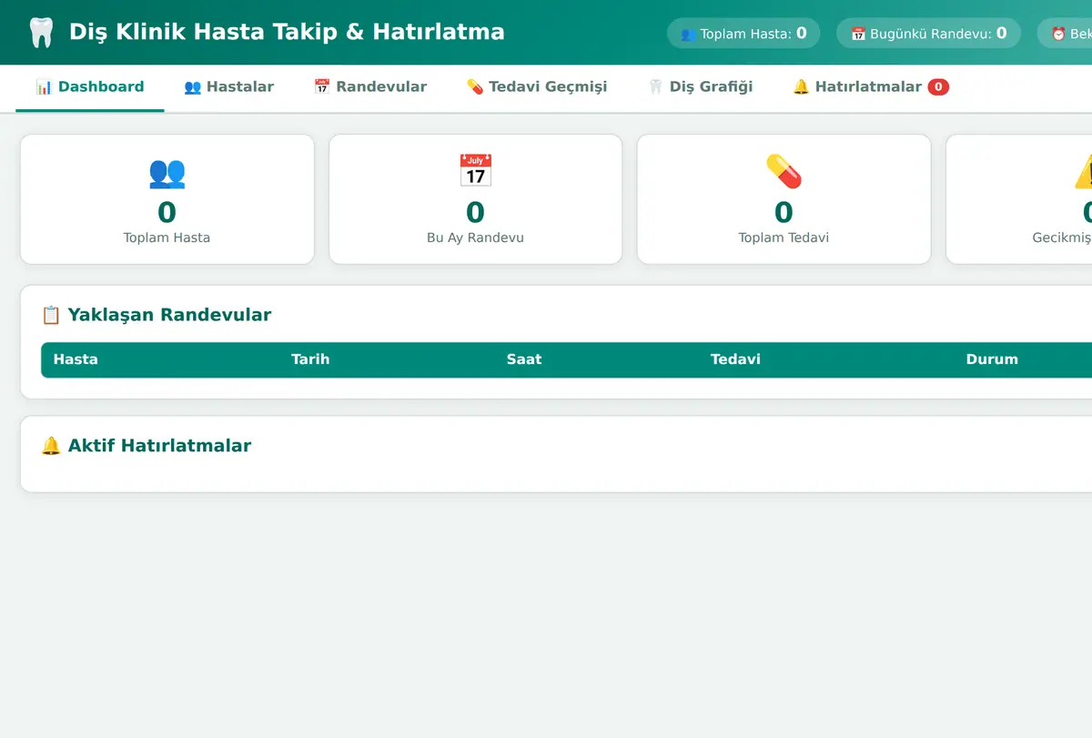 Diş Klinik Hasta Takip & Hatırlatma ekran görüntüsü