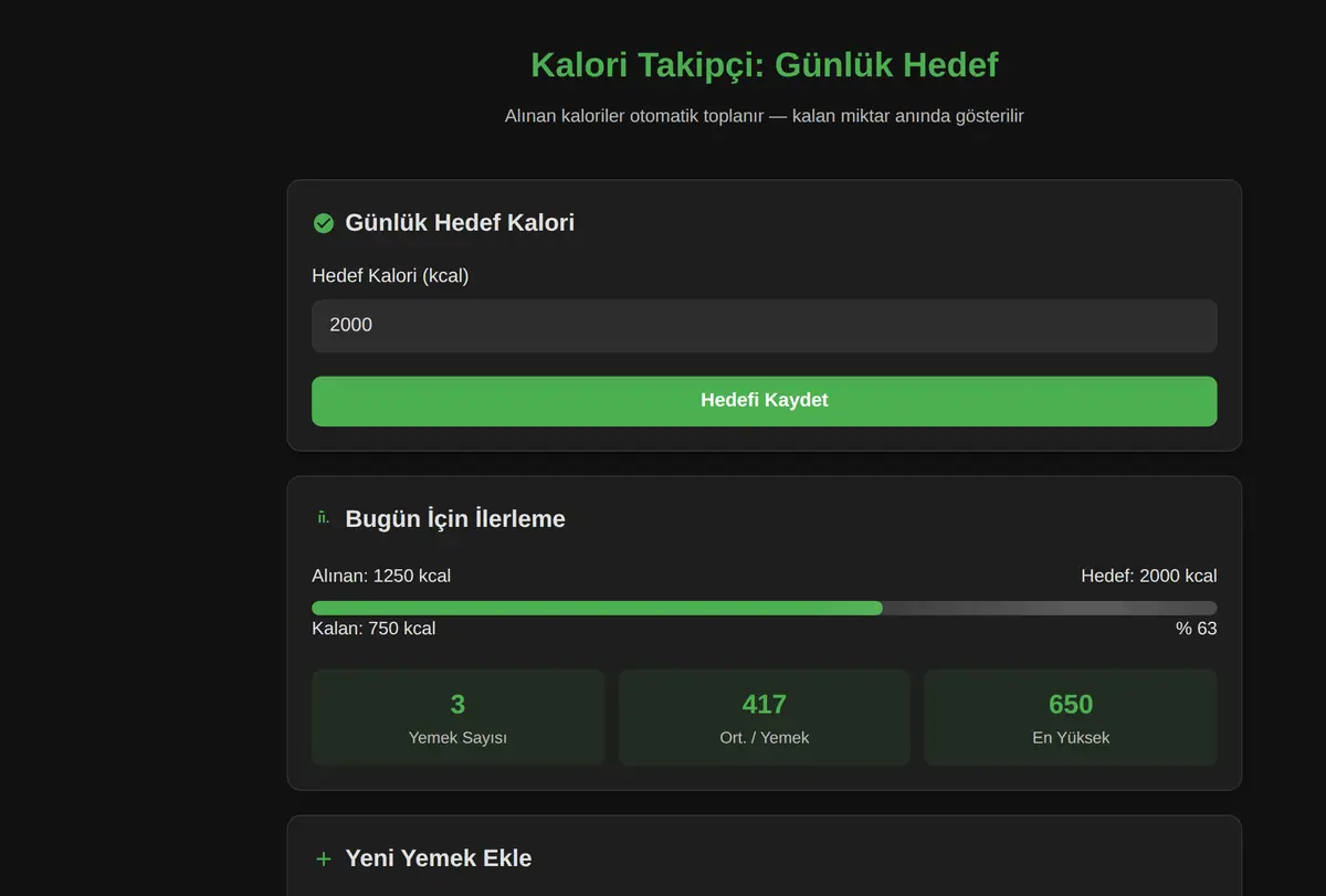 Kalori Takipçi: Günlük Hedef ekran görüntüsü