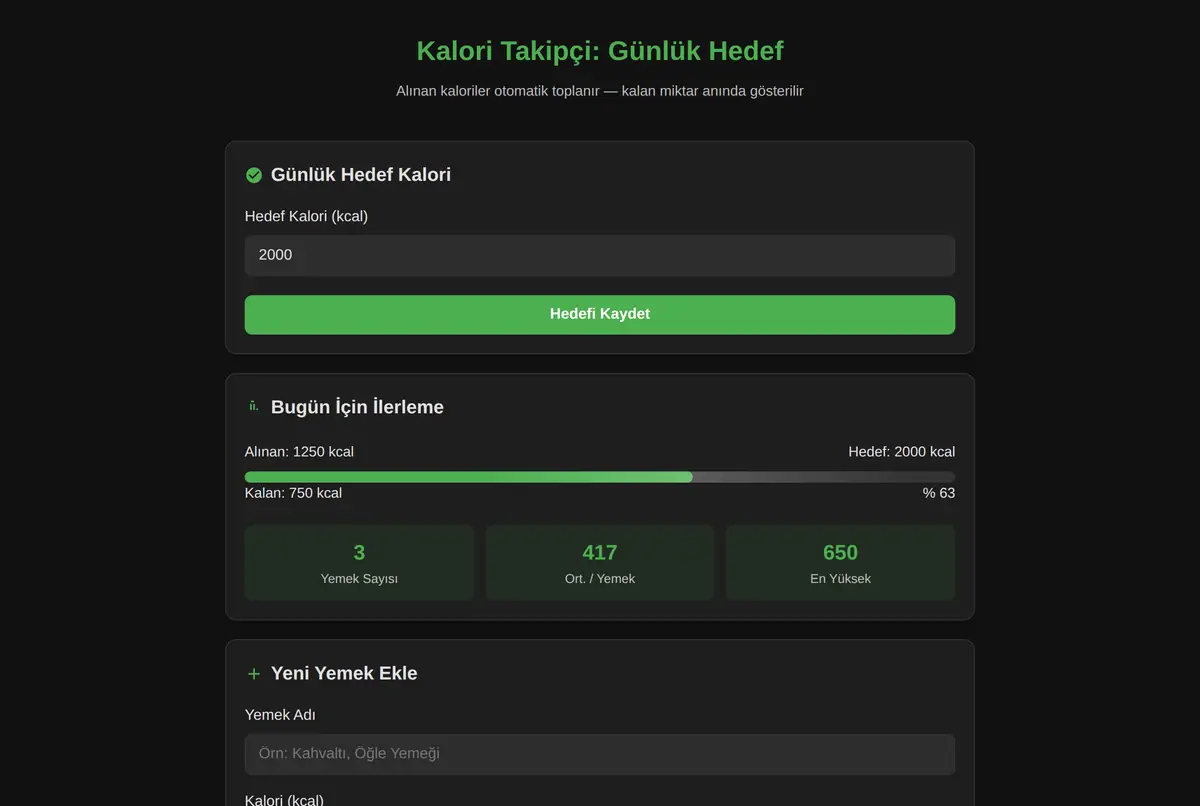 Kalori Takipçi: Günlük Hedef ekran görüntüsü 2