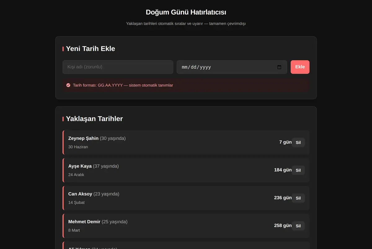 Doğum Günü Hatırlatıcısı ekran görüntüsü 2