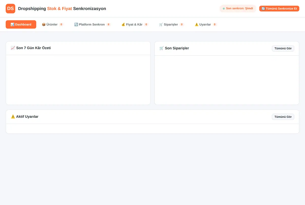 Dropshipping Stok & Fiyat Senkronizasyon Aracı ekran görüntüsü 2