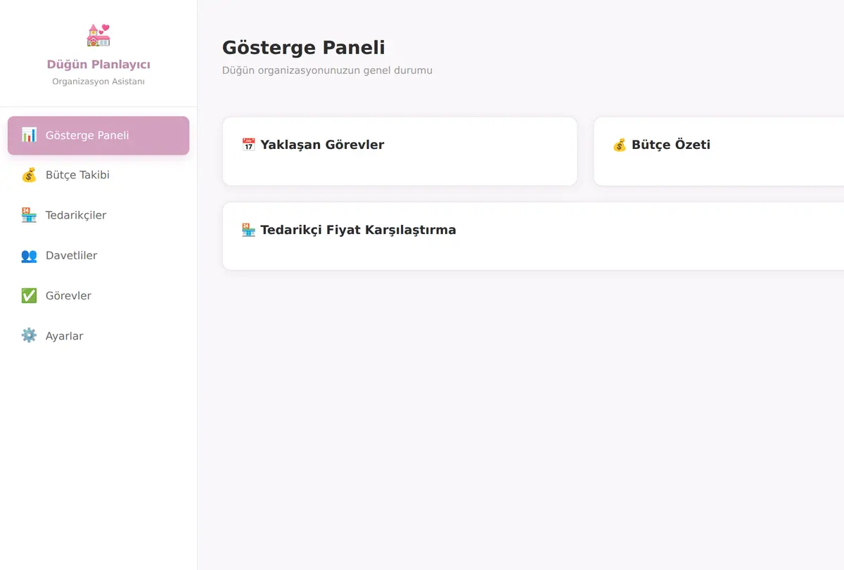 Düğün & Davet Organizasyon Planlayıcı ekran görüntüsü