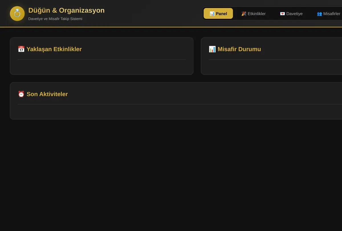 Düğün & Organizasyon Davetiye ve Misafir Takip ekran görüntüsü