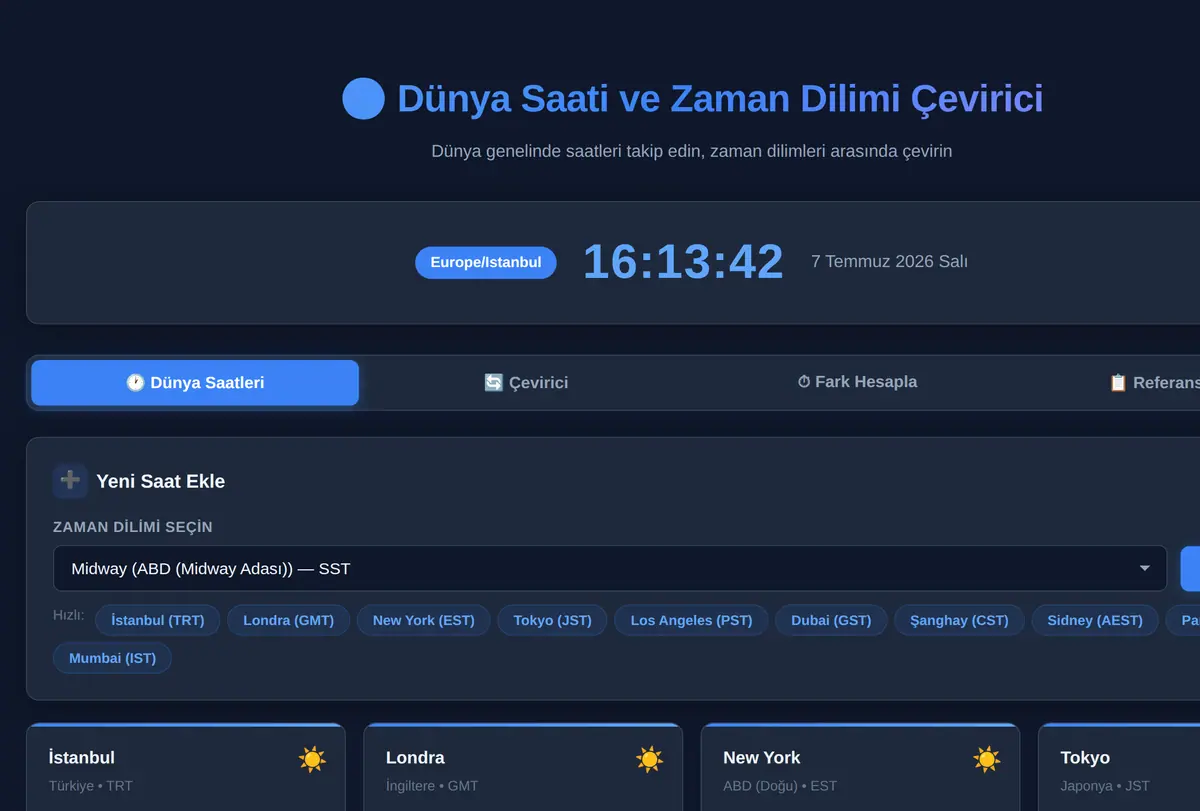 Dünya Saati ve Zaman Dilimi Çevirici ekran görüntüsü