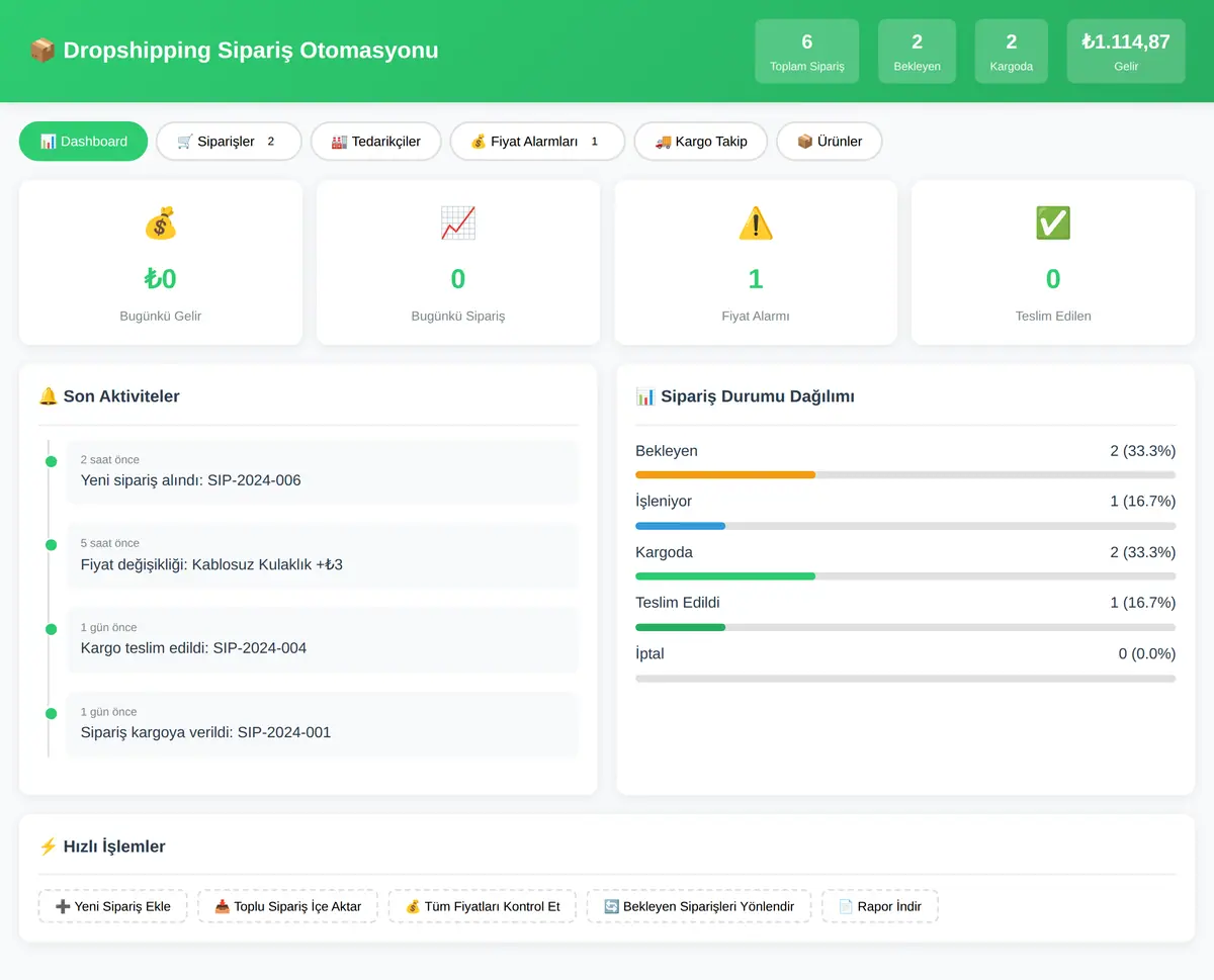 Dropshipping Sipariş Otomasyonu Aracı ekran görüntüsü 3