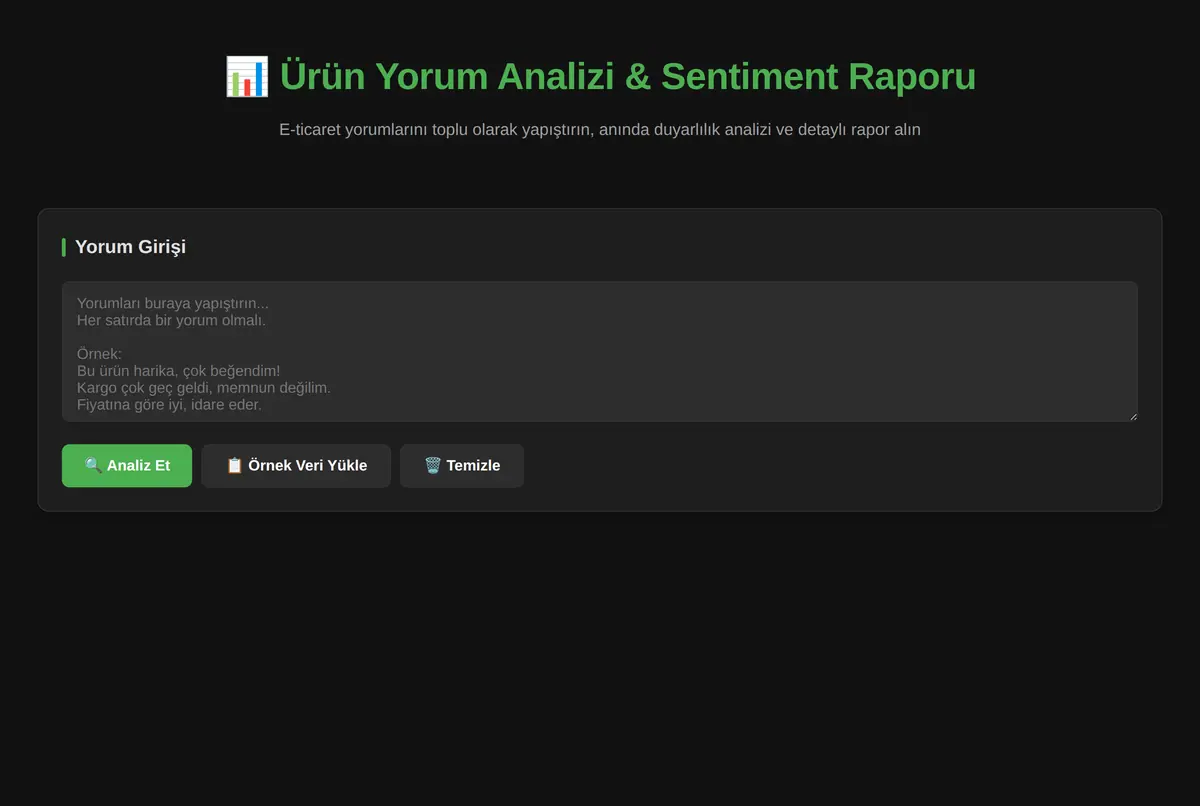 Ürün Yorum Analizi & Sentiment Raporu ekran görüntüsü 2
