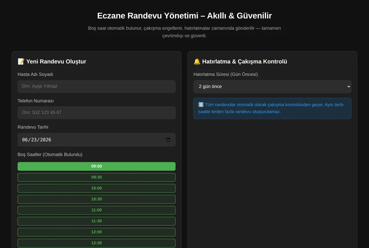 Eczane Randevu Yönetimi - Akıllı & Güvenilir ekran görüntüsü 2