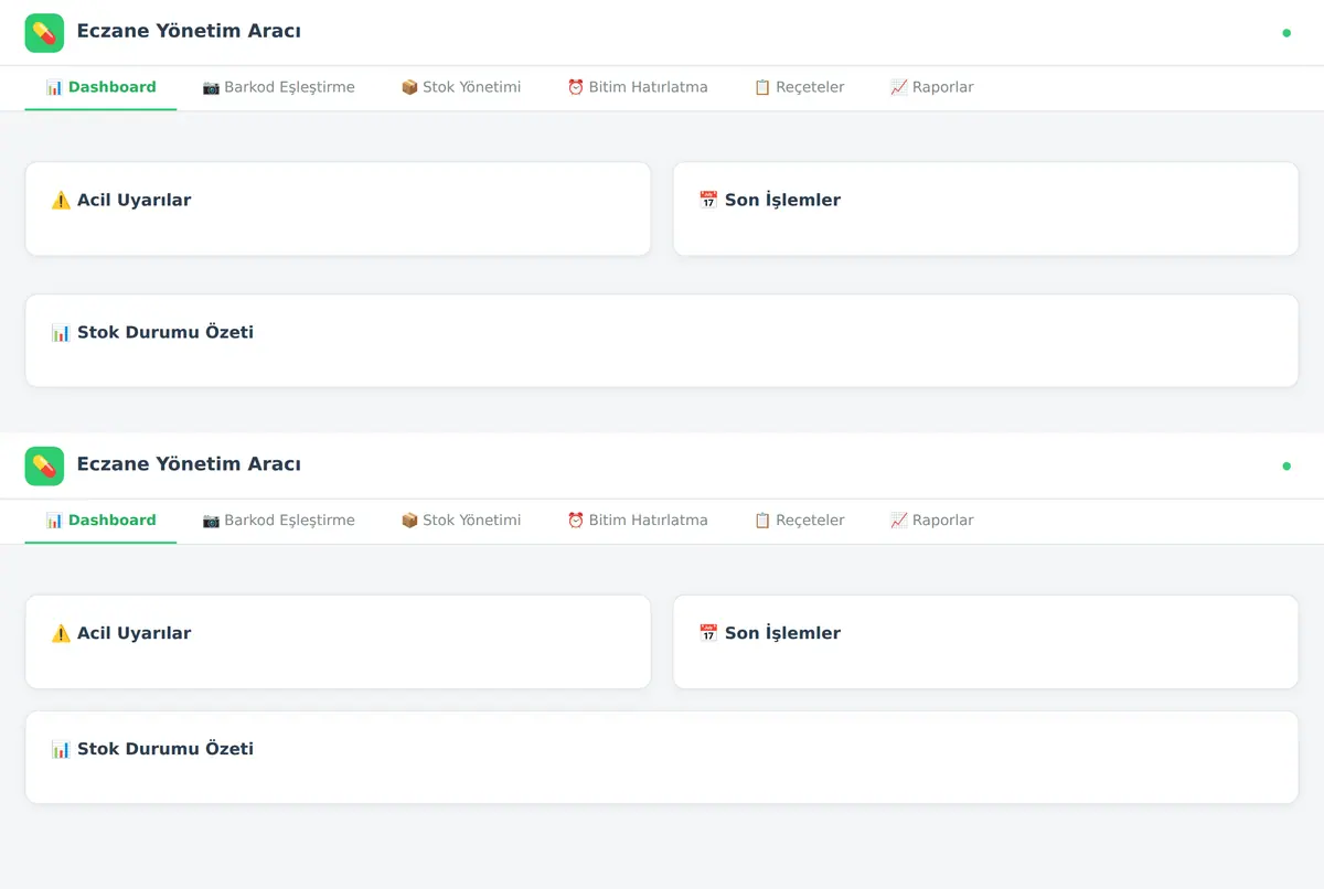 Eczane Reçete Barkod & Stok Yönetim Aracı ekran görüntüsü 3