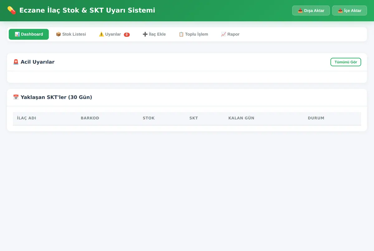 Eczane İlaç Stok & SKT Uyarı Sistemi ekran görüntüsü 2