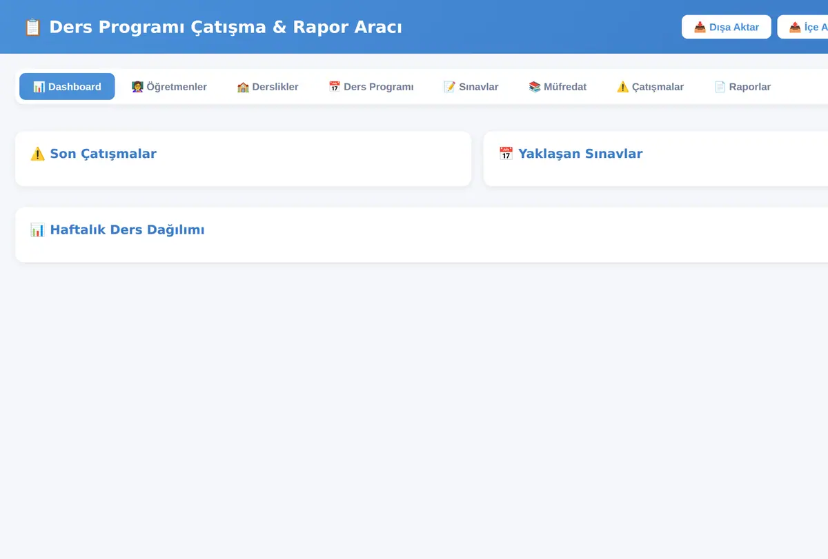 Ders Programı Çatışma & Rapor Aracı ekran görüntüsü