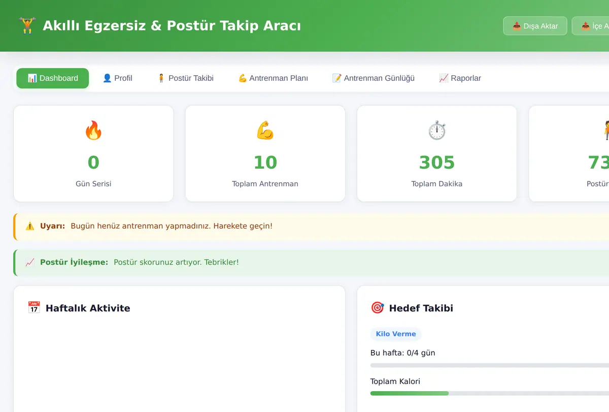 Akıllı Egzersiz & Postür Takip Aracı ekran görüntüsü