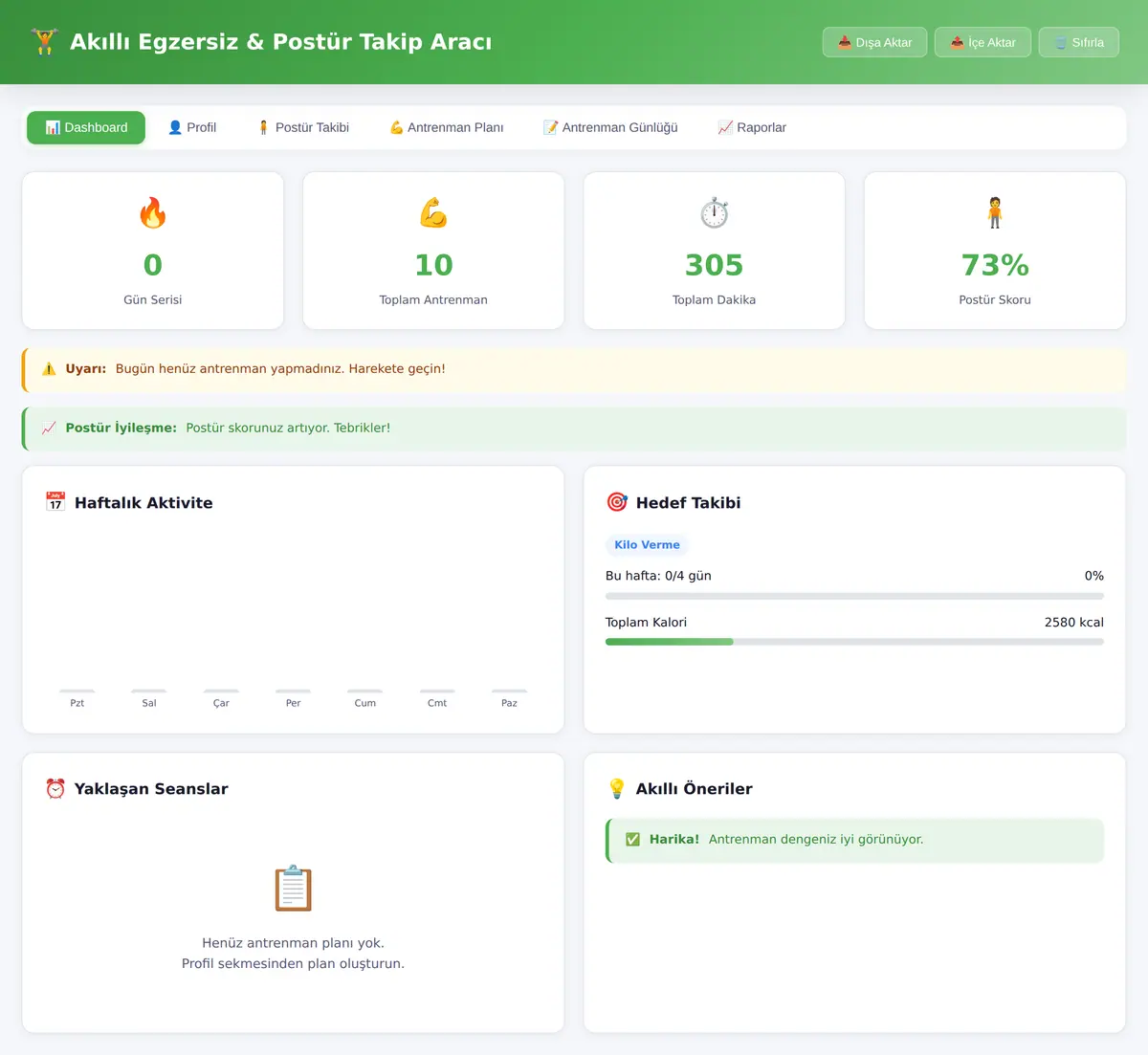 Akıllı Egzersiz & Postür Takip Aracı ekran görüntüsü 3