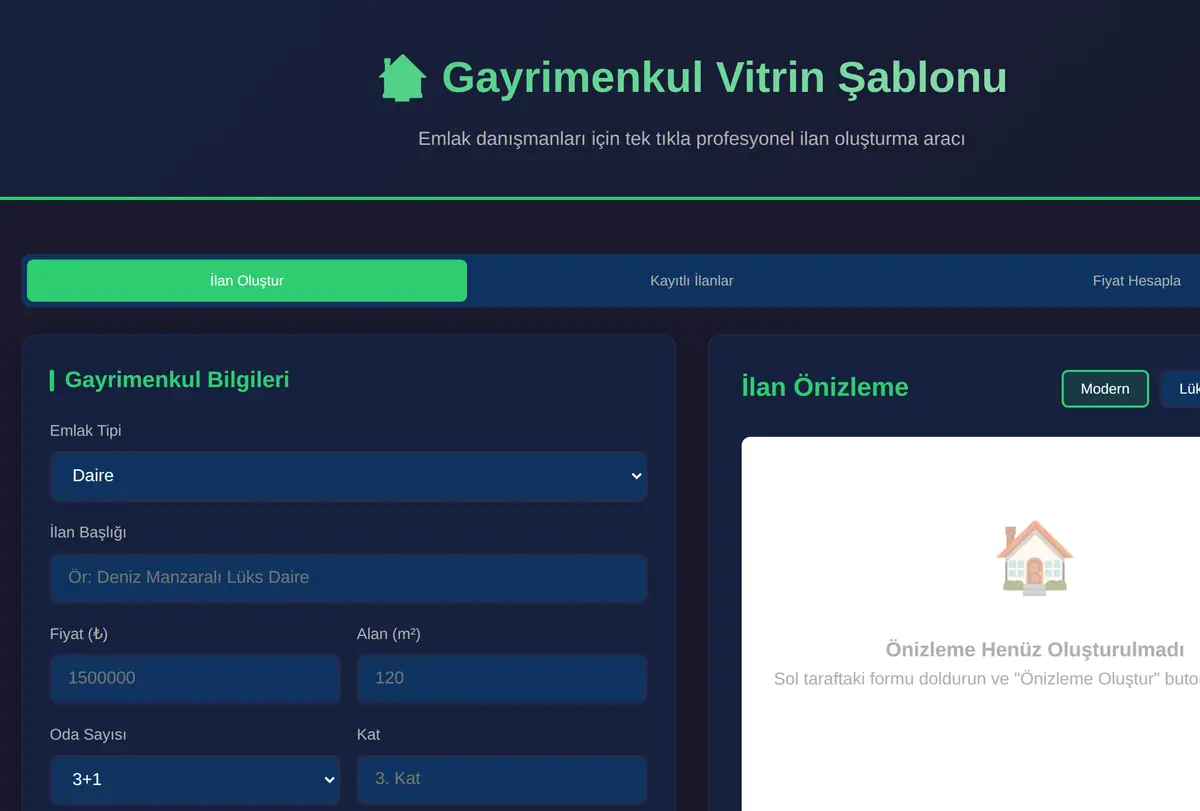 Emlak Danışmanları İçin Gayrimenkul Vitrin Şablonu ekran görüntüsü
