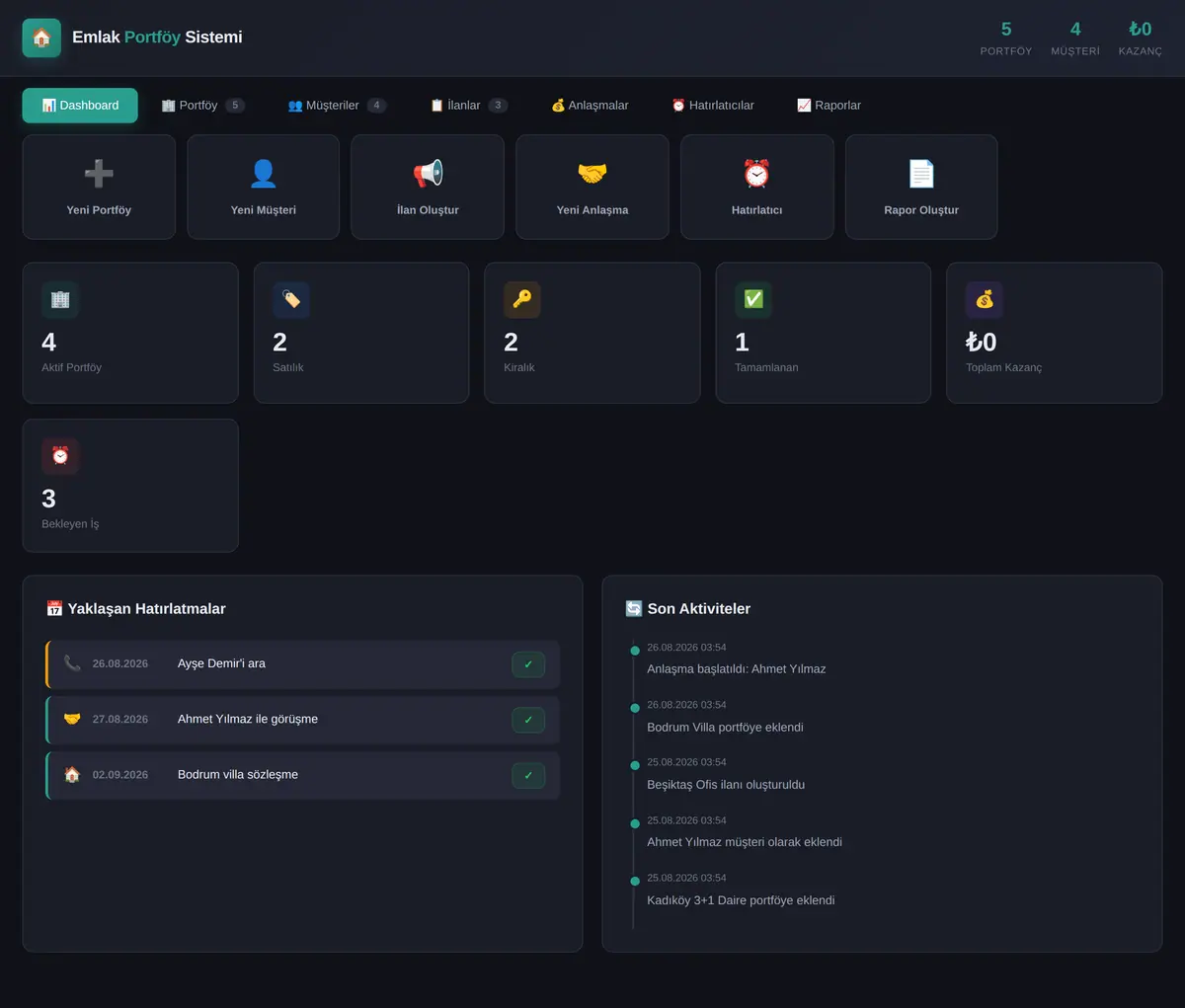 Emlak Danışmanlığı Portföy & İlan Takip Sistemi ekran görüntüsü 3
