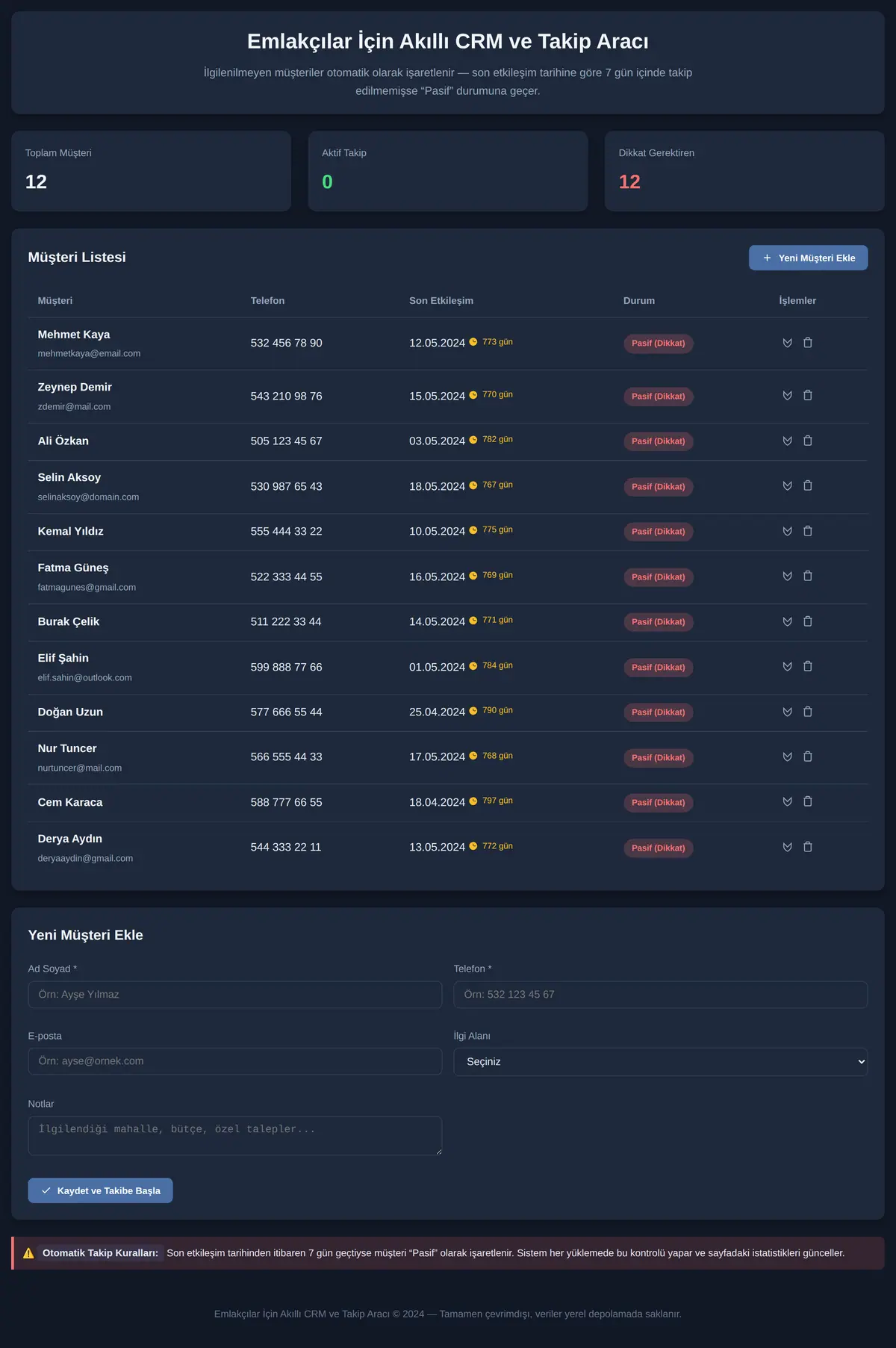 Emlakçılar İçin Akıllı CRM ve Takip Aracı ekran görüntüsü 3