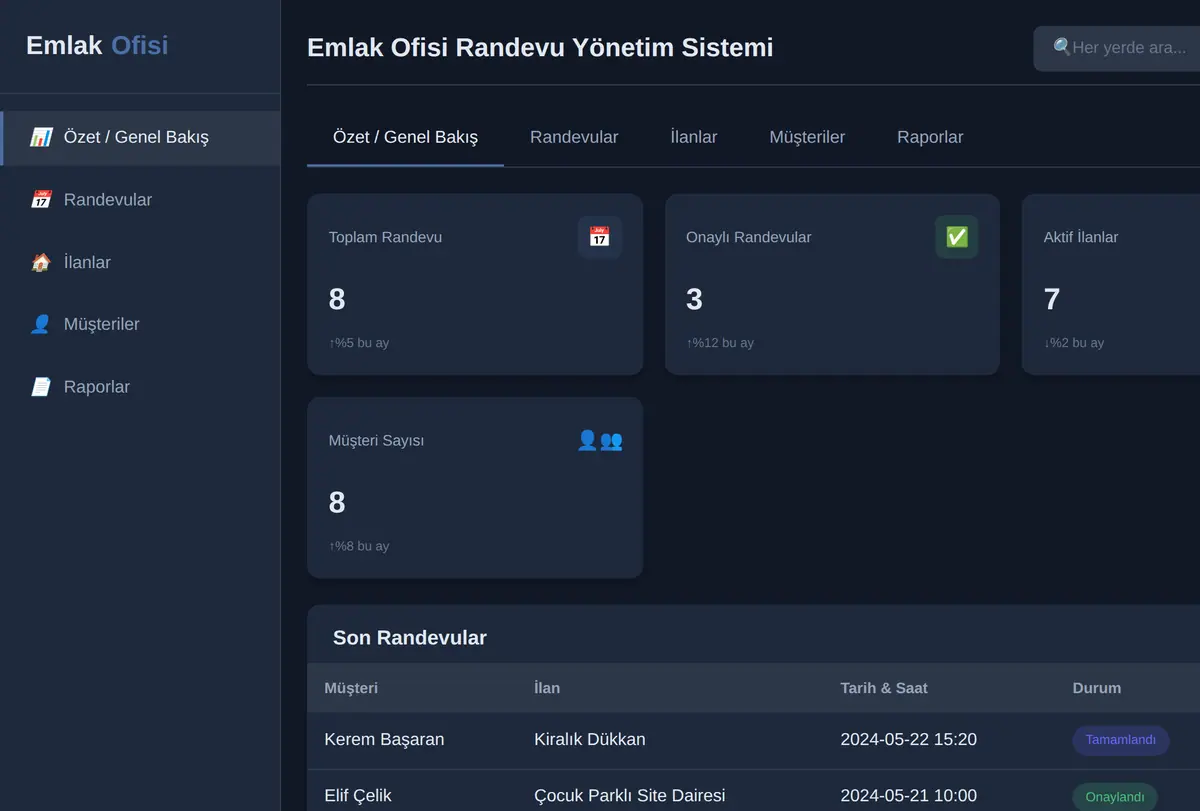 Randevu & Rezervasyon Yönetim Sistemi ekran görüntüsü