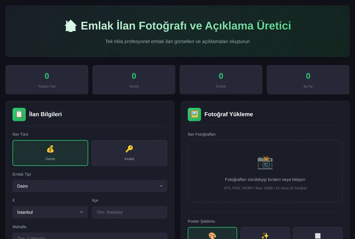 Emlak İlan Fotoğrafı ve Açıklama Üretici ekran görüntüsü 2