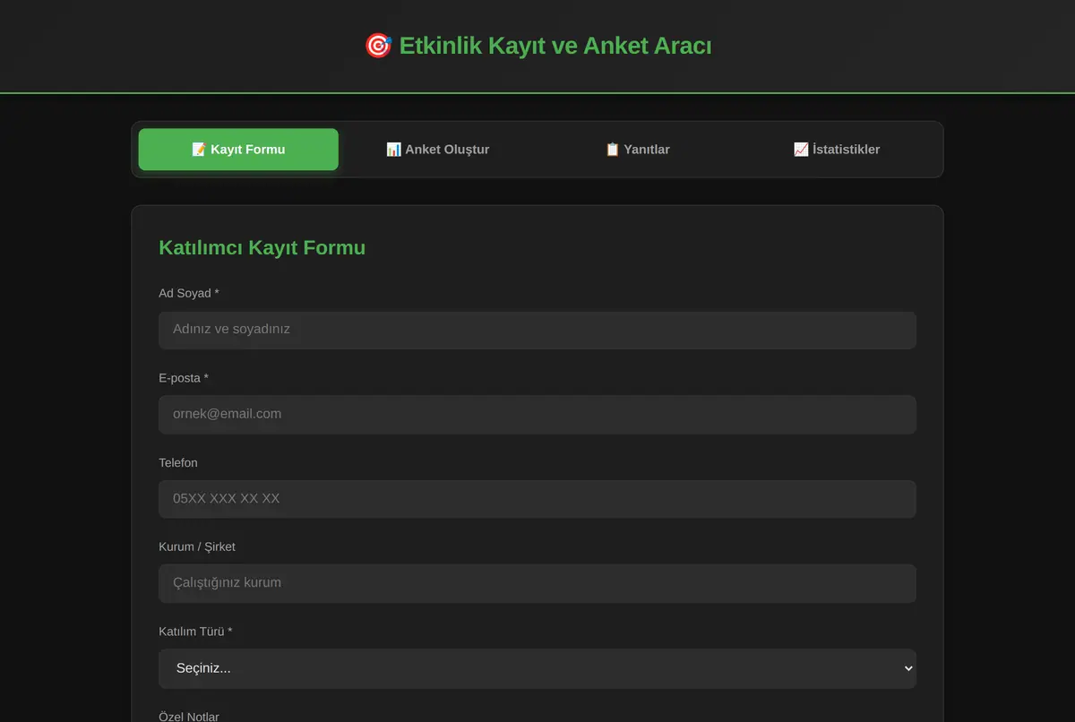 Etkinlik Kayıt ve Anket Aracı ekran görüntüsü 2