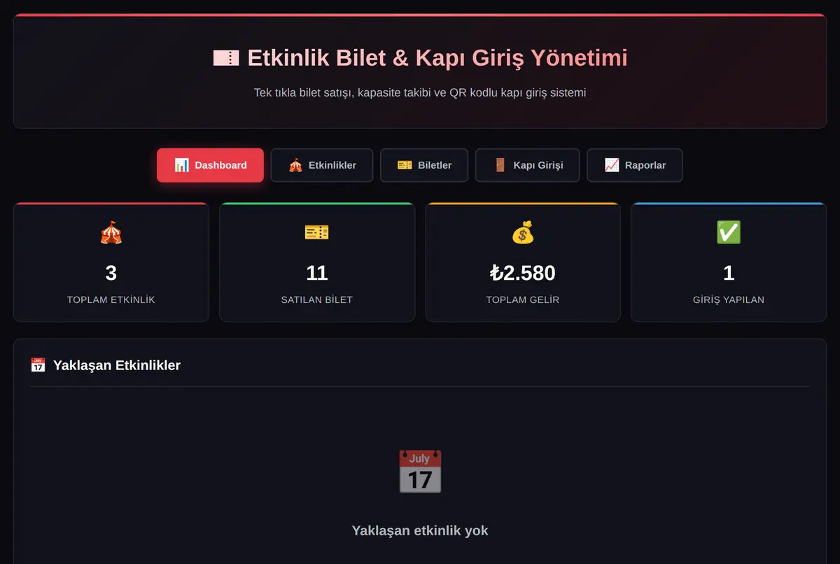 Etkinlik Bilet & Kapı Giriş Yönetimi ekran görüntüsü 2